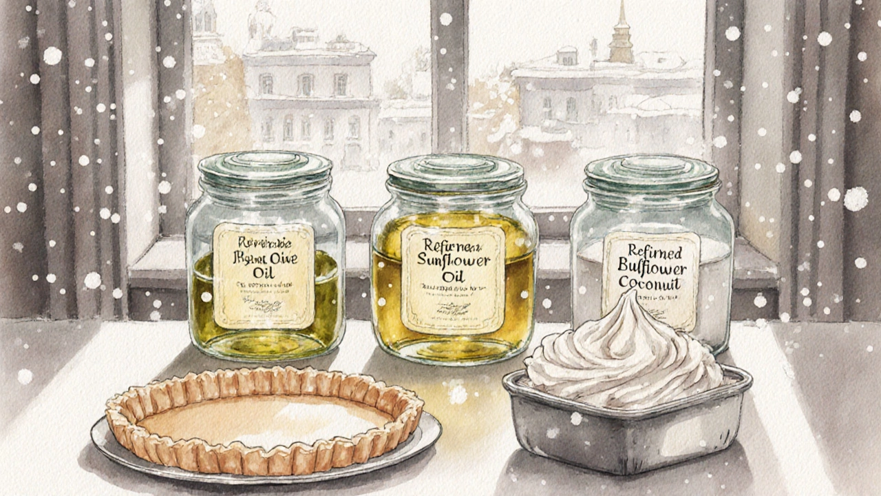 Три вида масла и сливочное масло на фоне выпечки в зимней пекарне Санкт-Петербурга.