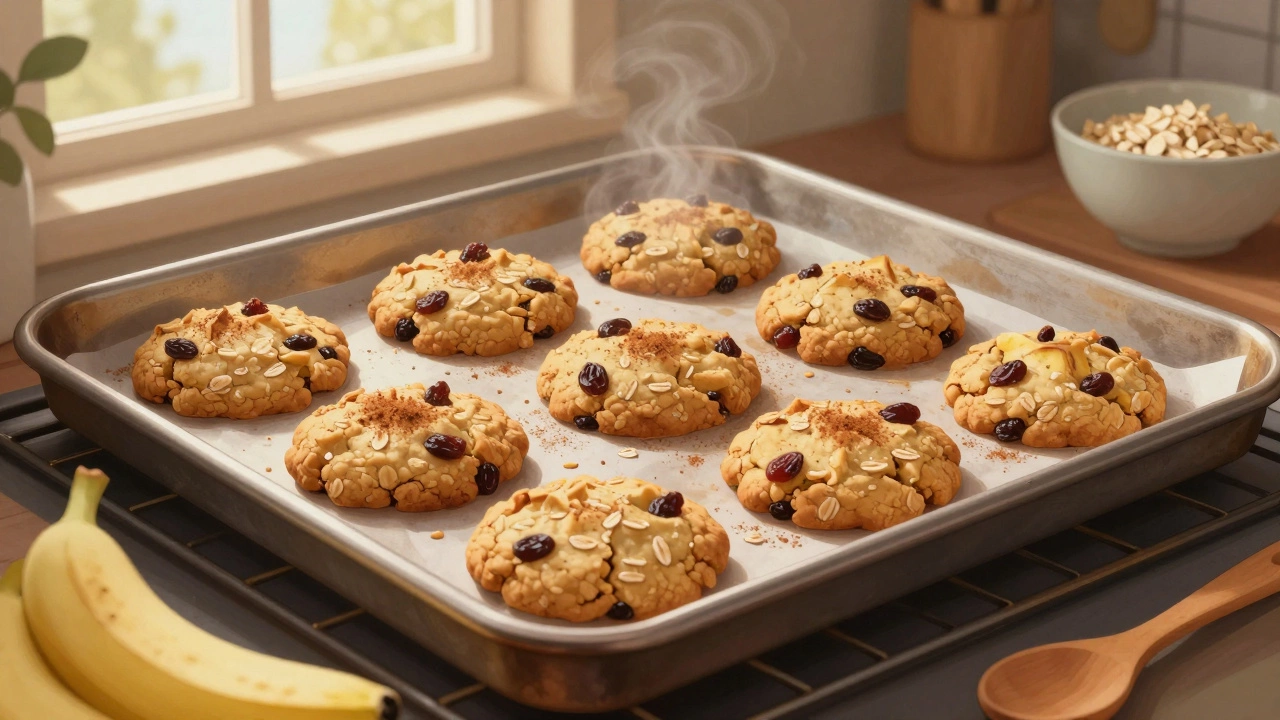 Домашние овсяные печенья из банана и изюма, только натуральные ингредиенты.