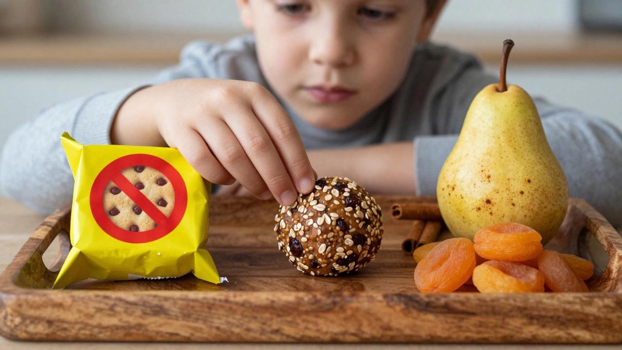 Здоровые альтернативы сладкому: домашние шарики из фиников, запеченная груша и курага.