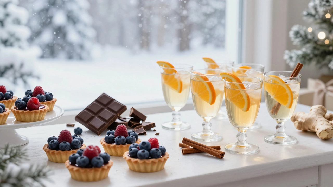 Ягодные тарты и домашний безалкогольный пунш с апельсином и корицей